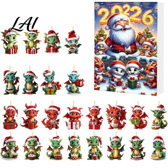 DIY Festive Scene Decor Dragon Advent Calendars 2026 24 Days Christmas Countdown Calendar with Creative 2D Acrylic Ornaments Collectible Figures for