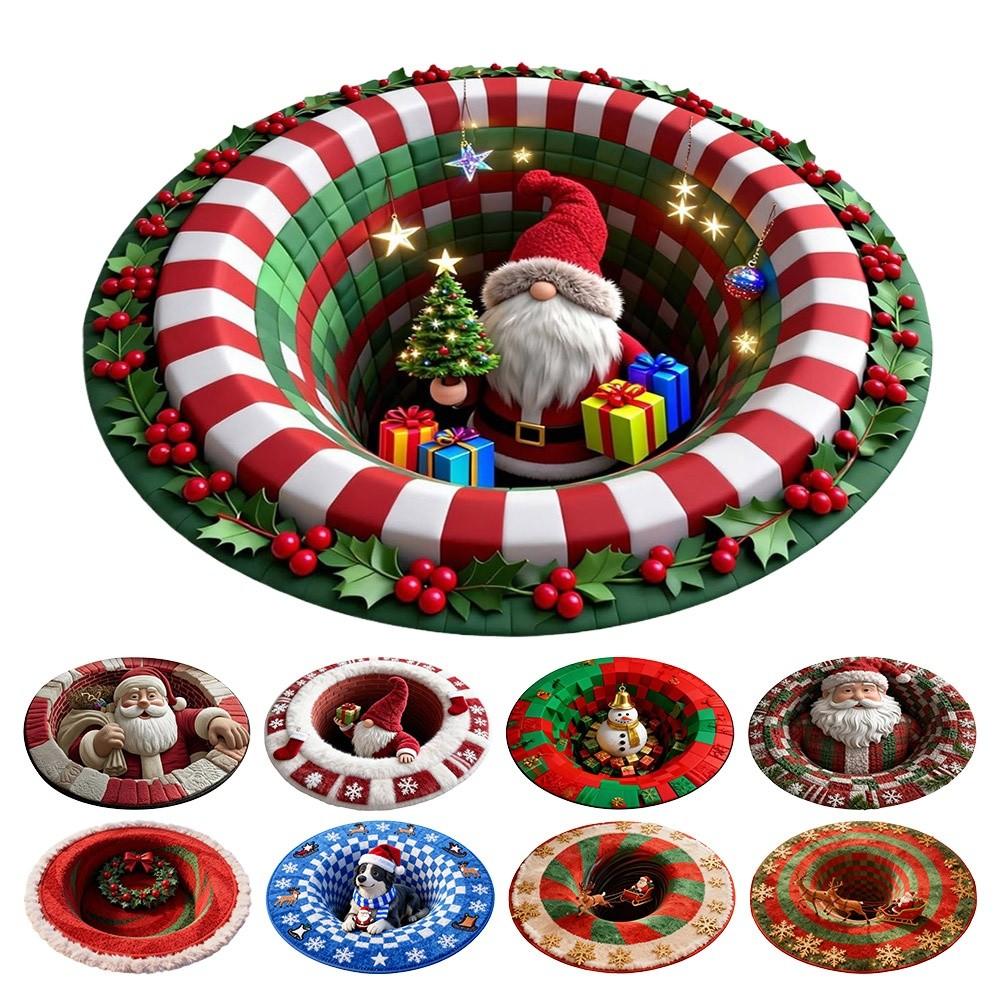 3D Special-shaped Christmas Tree Base Mat Imitation Cashmere Bedroom Door Mat Home Decor