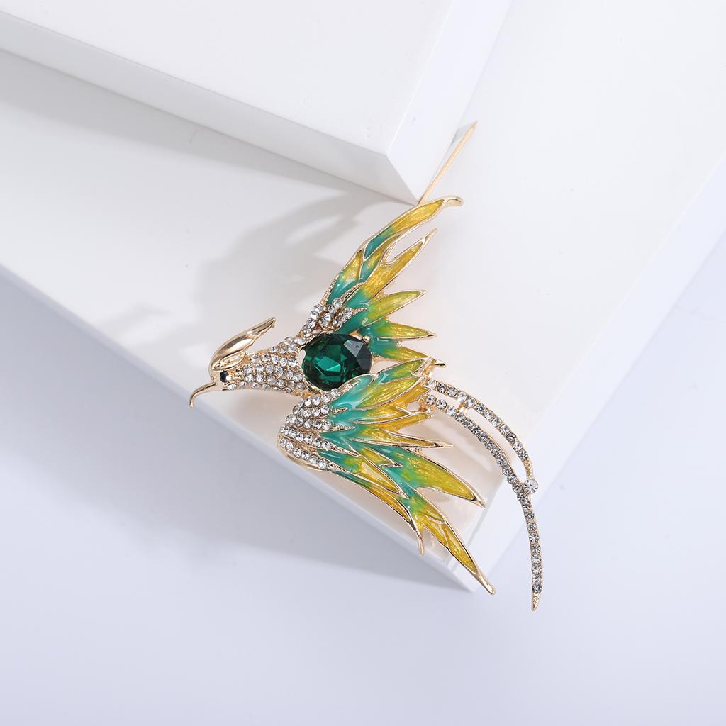 Rhinestone Phoenix Brooches for Women Unisex Bird Pins 5-color Available Casual Party Accessories Gifts