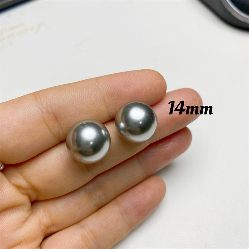Yuhé’s popular Korean crystal pearl earrings on Xiaohongshu s9Silver Needle Ash Gray Hemp Color High-End Minimalist Style