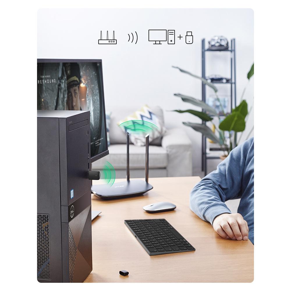 Ugreen WiFi Adapter AC650 Dual-Band USB Dongle, Enhanced Connectivity, Model CM448, Black