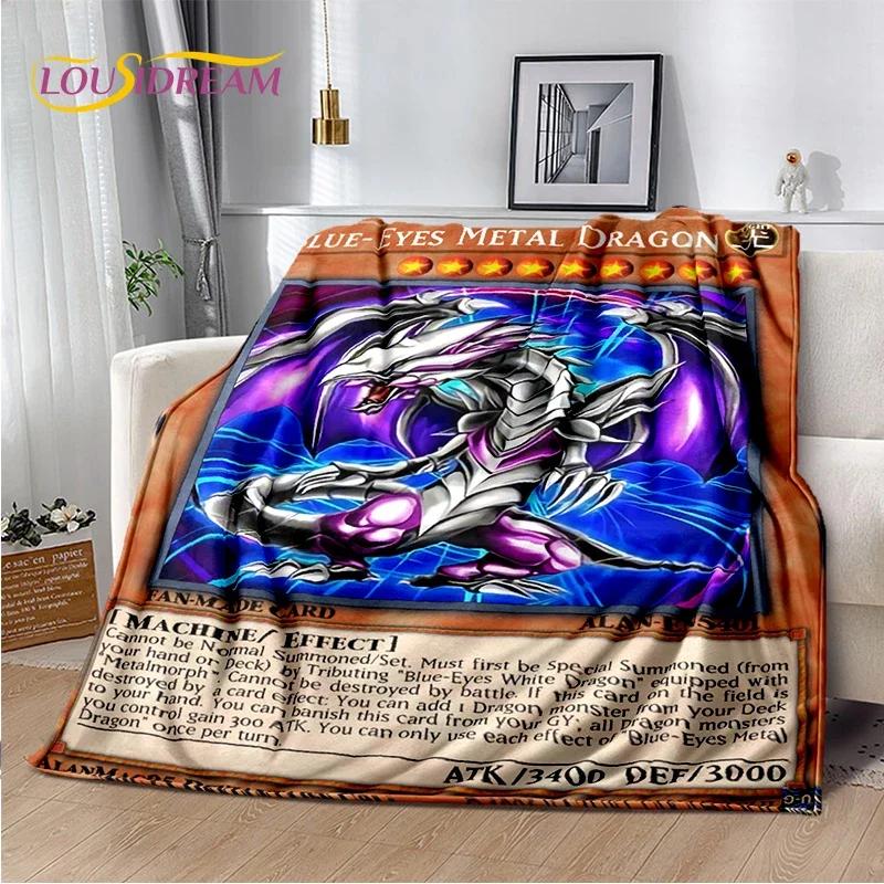 2025 New Yu-Gi-Oh Blue Eyes Dragon Monster Gold Card Cartoon Game Soft Blanket,Soft Throw Blanket for Home Bedroom Bed Sofa Gift