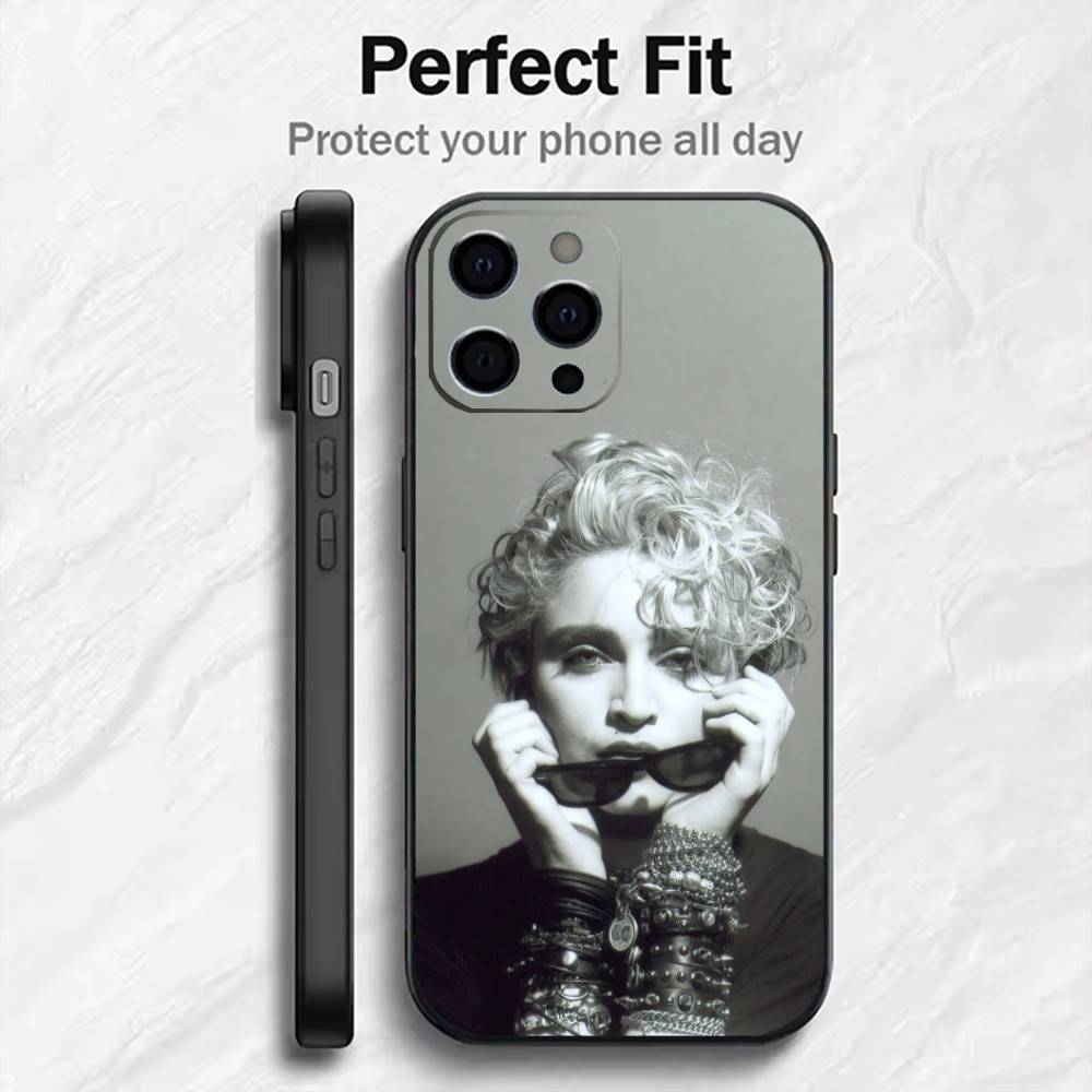 Queen of Pop M-MadonnaS Phone Case For iPhone17,16,15,14,13,12 Plus,Max Soft Silicone Black Cover