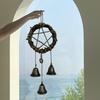 Door Knob Witch Bell Home Protection Handmade Hemp Rope Star Hanging Brass Bell Rattan Wreath