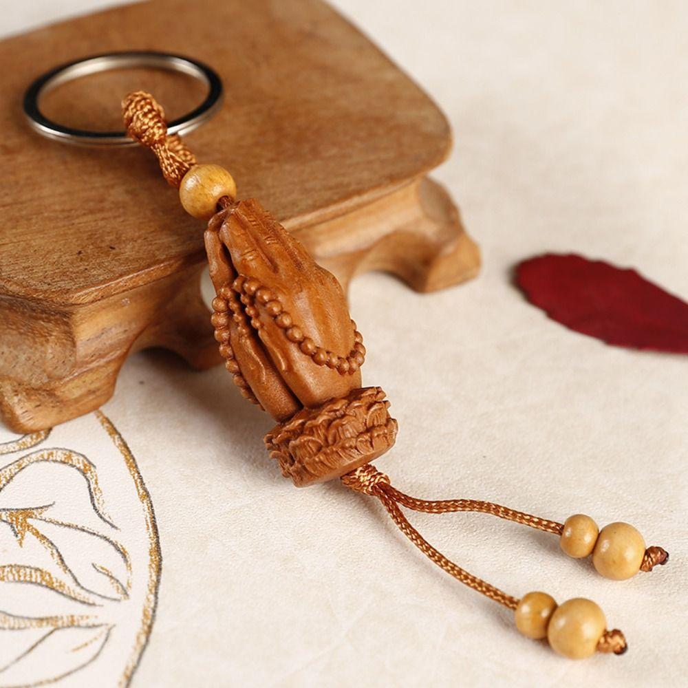 Брелок Авалокитешвара из персикового дерева, брелок с лотосом Шакьямуни, брелок с лотосом Авалокитешвара, подарок
