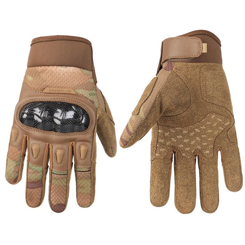 Tactical Cycling Gloves With Carbon Fiber Knuckle Protection Touchscreen Compatible Anti-Slip Windproof Breathable Five-Finger