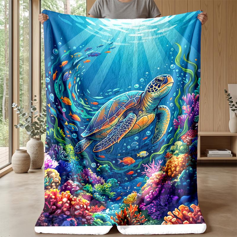 Ocean Life Adventure 5 Theme blanket Lightweight Warm Flannel Blanket Decorative Throw Blanket for Home Decoration