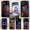 Милый C-Цветной Сова B-Птица Для iPhone 12,14,13,15,8,7,16,11,17,X,Mini,Plus,Pro,XR,SE,XS,Max,Мягкий Силиконовый Черный Чехол