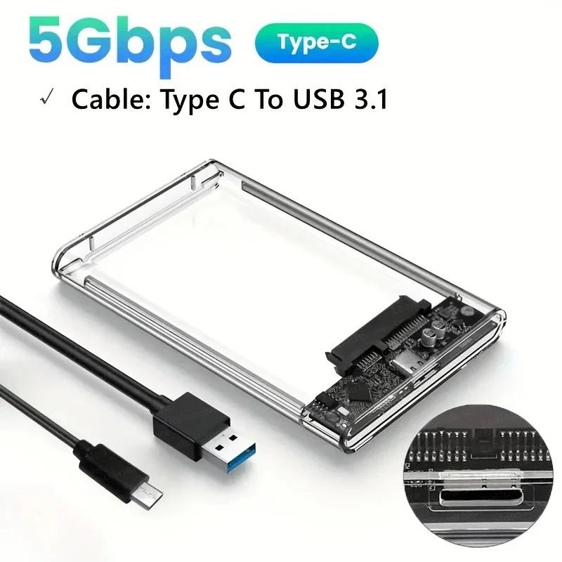 2,5-дюймовый прозрачный чехол для жесткого диска Caddy Box SSD SATA к адаптеру USB 3,0 Чехол для внешнего жесткого диска Высокоскоростной корпус для жесткого диска для ноутбука