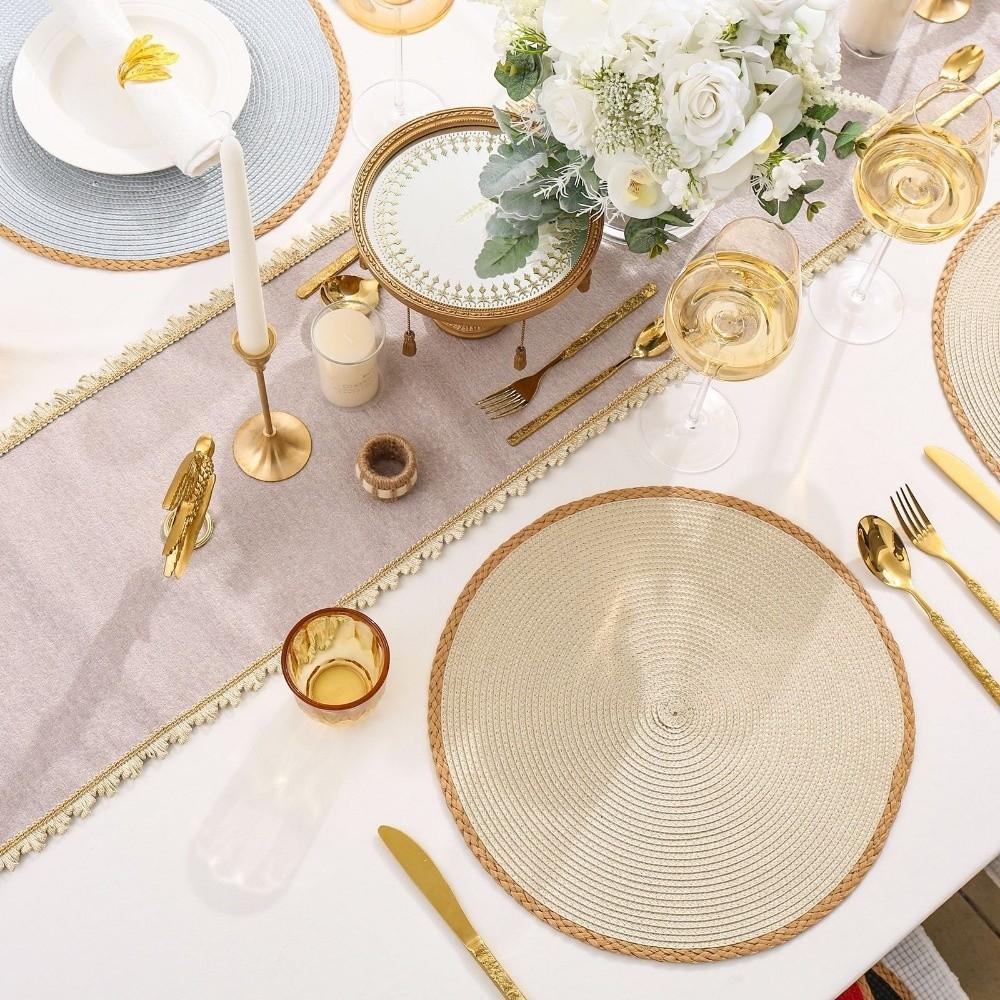 Middle East Style Woven Placemat Heat Insulation Round Dining Mat Party Table Decoration