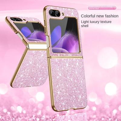 Роскошный чехол с блестками и покрытием для Samsung Galaxy Z Flip 6 5 4 3 Flip6 Flip5 Flip4 5G, прочный пластиковый противоударный чехол