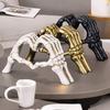 Skeleton Hands Heart Sculpture Gothic Love Gesture Statue Resin Heart Shape Skeleton Finger Gesture Figurine for Halloween Home Decor Gift