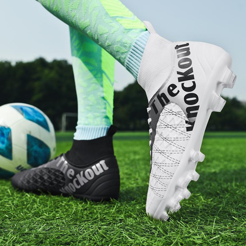 31-48 Мужские/женские футбольные бутсы. Высококачественные большие кожаные высокоэластичные носки, футбольные тренировочные бутсы с длинными ногтями из искусственного газона.
