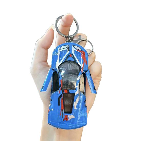 Брелок для ключей в виде гоночной машины с открывающимися дверями Yousheng, детский мини-игрушечный спортивный автомобиль с инерционным механизмом, держатель для ключей, подвеска для рюкзака, сумки, украшение