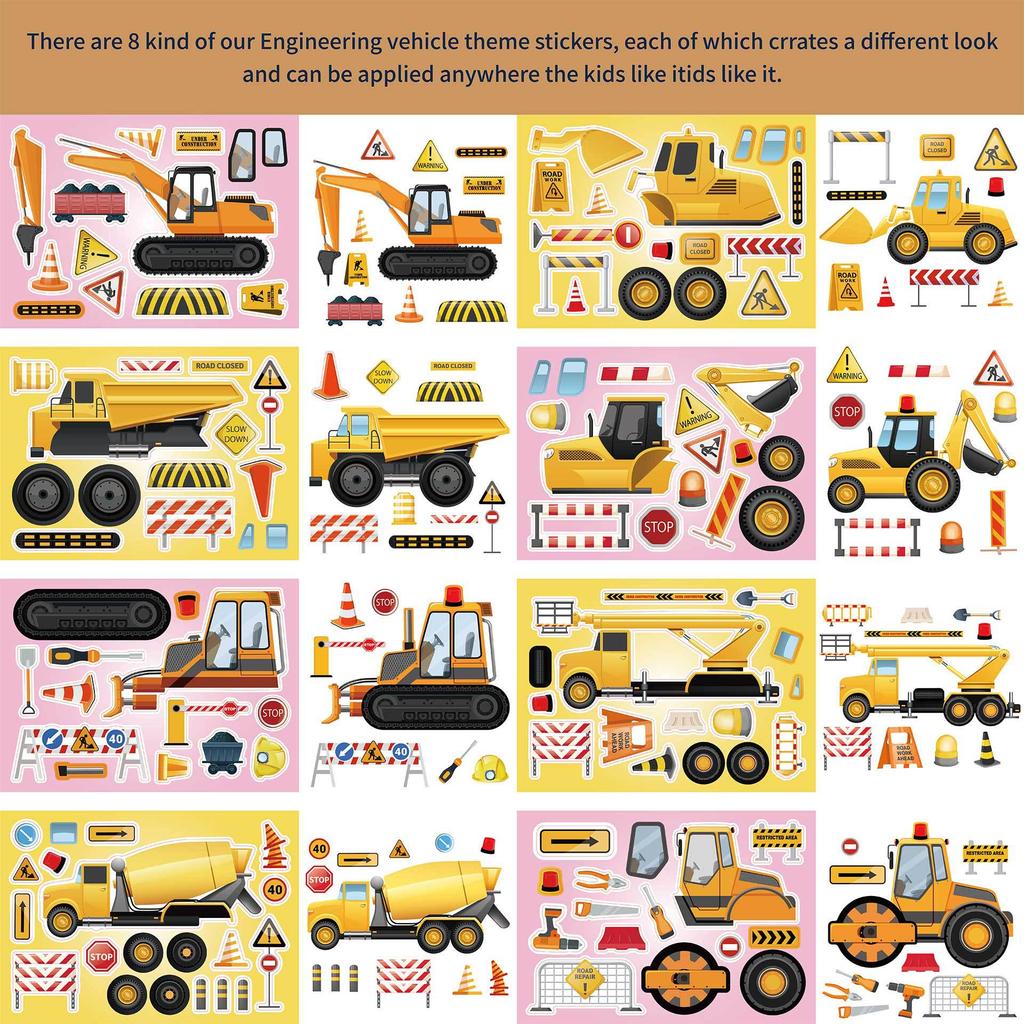 Engineering Truck Anime DIY Puzzle & Sticker Set for Kids