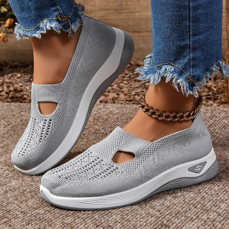 Женские слипоны из дышащего трикотажа Flyknit, Легкая мягкая подошва, Летняя повседневная обувь