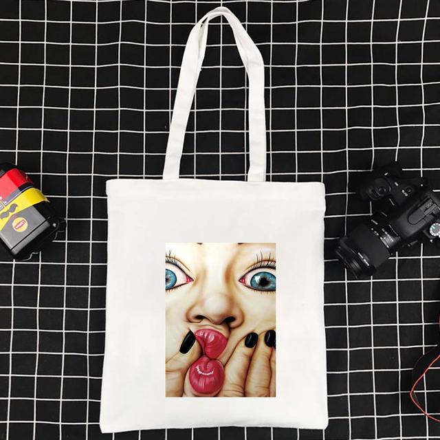 Высококачественная большая вместительная холщовая сумка-тоут, забавная складная женская сумка из полиэстера, складные сумки на плечо