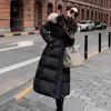 Long Winter Down Jacket Women Fashion Luxury Over The Knee Hair Collar