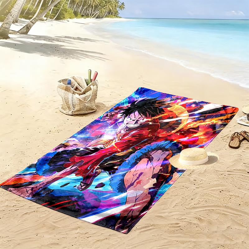 Luffy Print Beach Towel, Large Soft Quick Dry Towel for Beach Camping Swimming