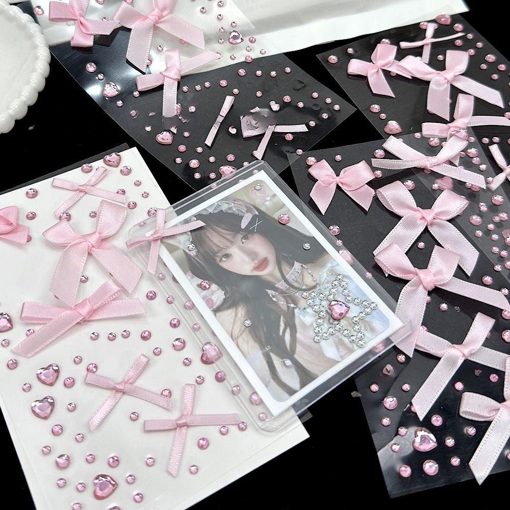 Сделай сам K-pop фото наклейки для декора Розовые наклейки со стразами Для держателя фотокарточек