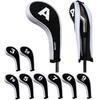 Andux Чехол для гольф-айрона с принтом счета на молнии, длинная горловина, набор из 10 штук (Белый черный)