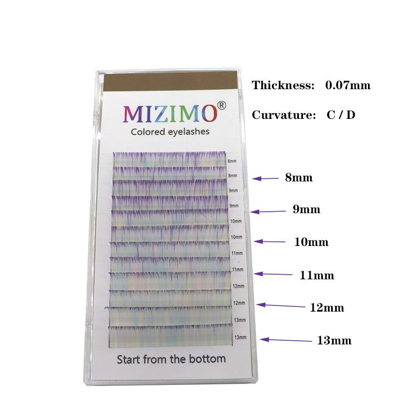 Цвет, прививка, накладные ресницы, смешанный фиолетовый, 0,07 мм, C/D, разная длина, макияж, наращивание.