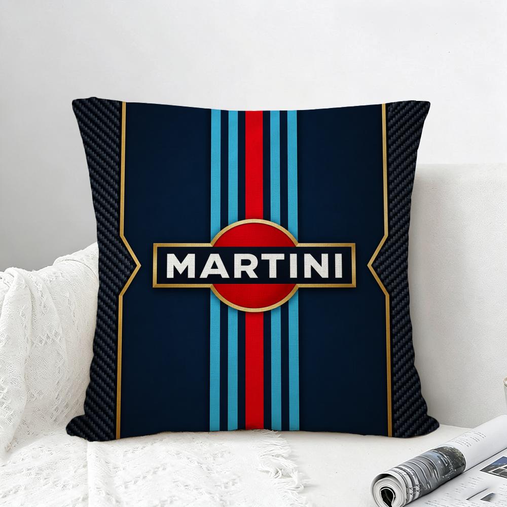 Motorsport Martini Racing Cushion Cover Natural Linen Pillowcase Set AllinOne Decor for Sofa Bedroom Chair