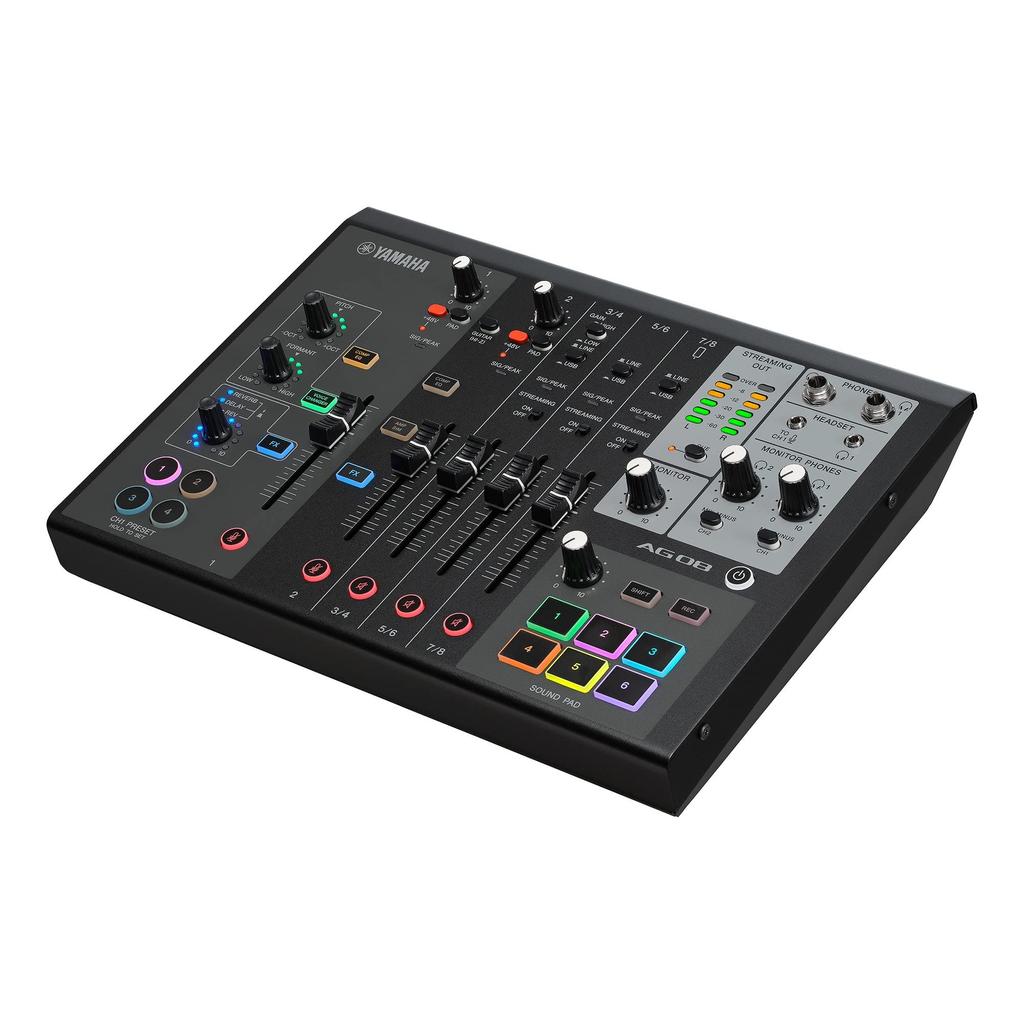 YAMAHA Live Streaming Mixer Live Distribution 8 Channel Voice Changer Black AG08 B Built-in