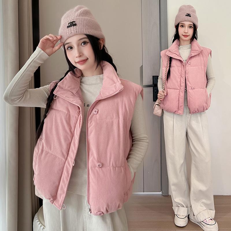 Corduroy vest women's autumn and winter new short loose and versatile fashion vest jacket tide