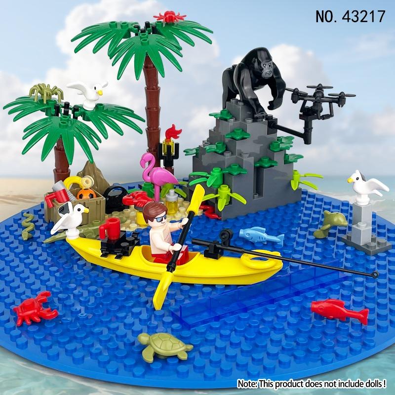 Детские игрушки скала орангутан гребля кубики праздничный остров фигурки собранные игрушки рептилия детские развивающие игрушки.