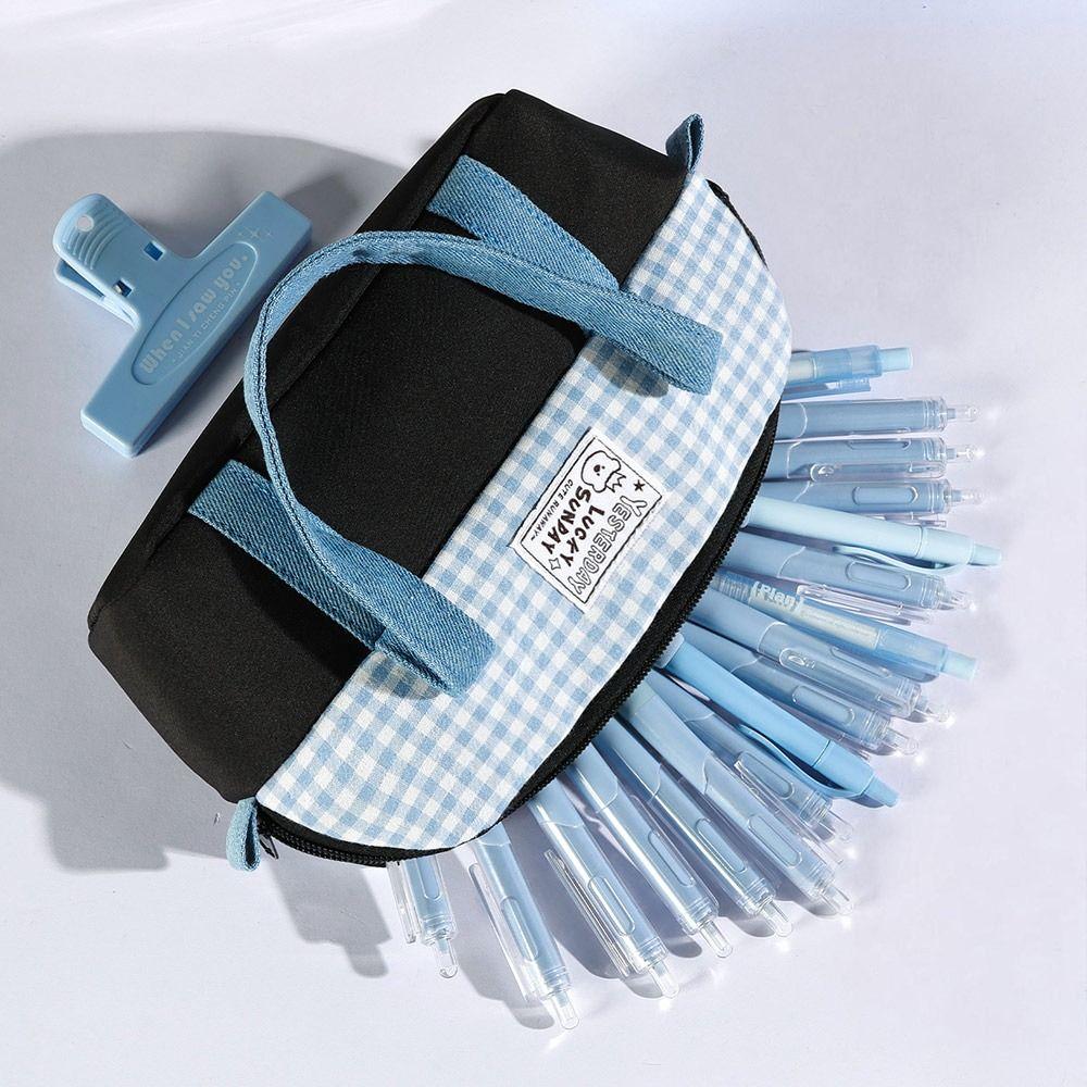 Color-blocking Pencil Case Large Capacity Stationery Bag Durable Pencil Pouch School Office