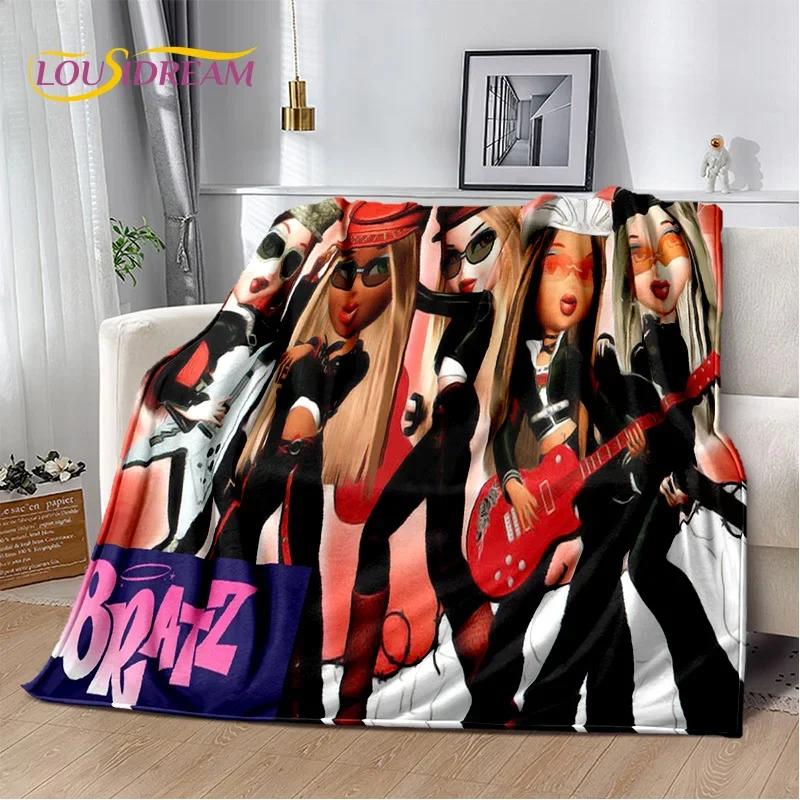 Cartoon Bratz doll Girls 3D Printed Soft Flannel Blanket for Beds Bedroom Sofa Picnic,Throw Blanket for Outdoor Leisure Nap Gift