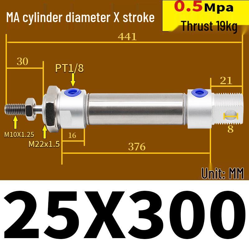 Пневмоцилиндр из коррозионностойкой нержавеющей стали 16-40 мм/50-150 мм