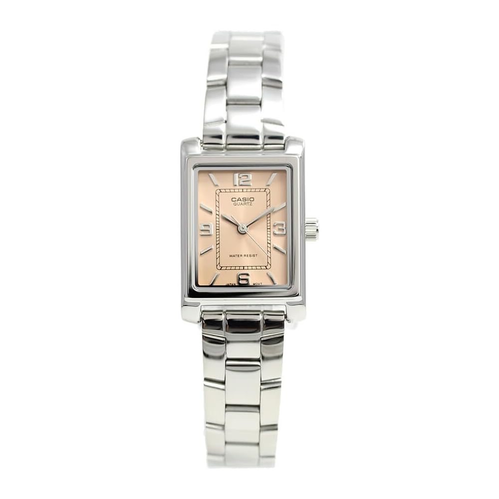 Casio LTP-1234DD-4A Женские кварцевые часы на стальном браслете с красным циферблатом