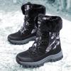 Женские зимние сапоги Plus Velvet Snow Boots Casual PU Canvas со шнуровкой, теплые, для улицы, из хлопка, большие, высокие, толстые, нескользящие