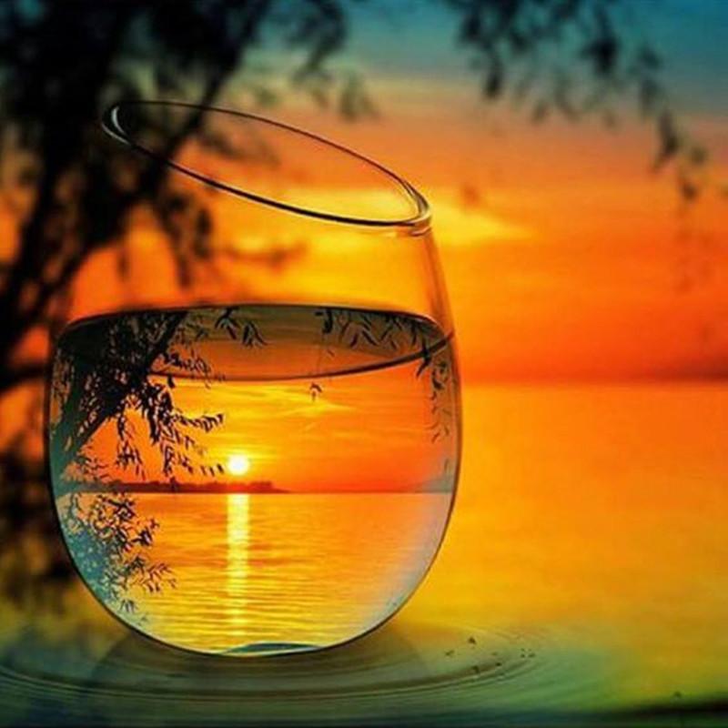 5D Алмазная картина Diy Кубок Пейзаж Полный круг Алмазная картина Мозаика Вышивка крестиком Украшение дома Подарок на праздник