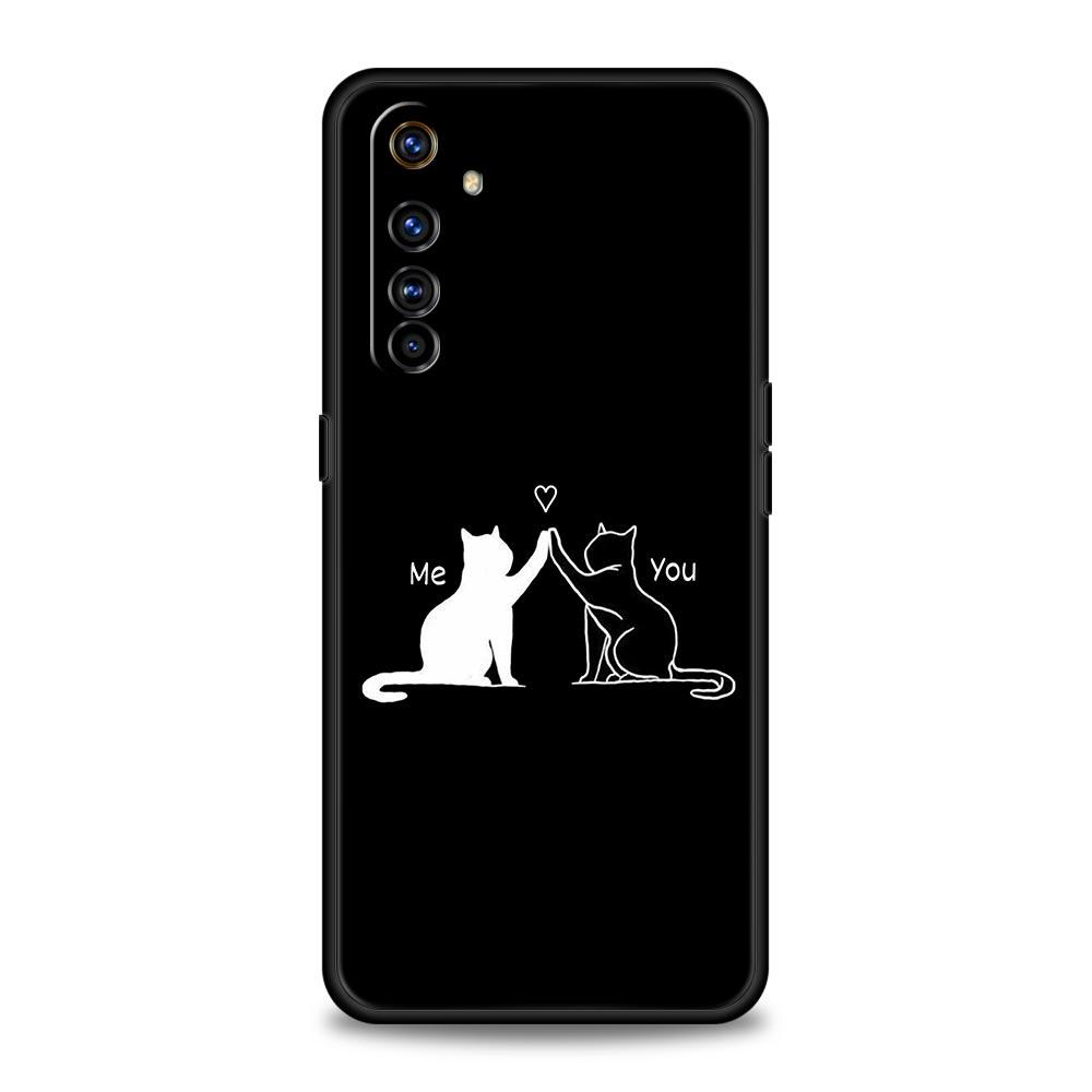 Чехол для телефона Cat Line Black Cats для Realme 12 11 10 9 8 5G 7 6 GT5 GT3 GT2 Pro Plus C21 C11 C25 C35 Для GT Neo 2 3 3T 5