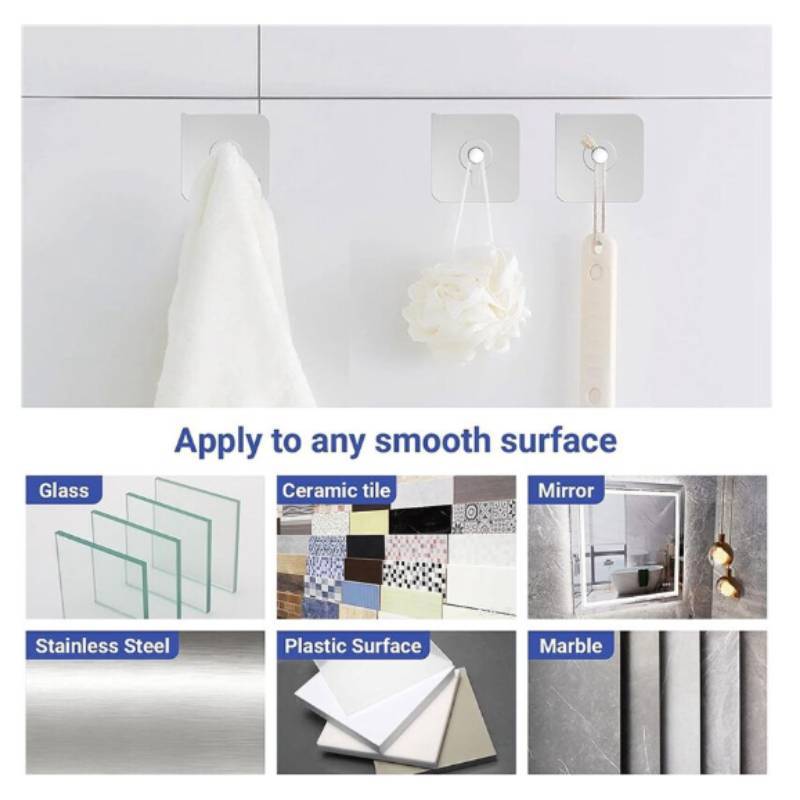Wall Hooks Adhesive Mounting Acrylic Nodrill Strong Hold For Home Organization