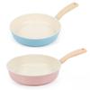 RETRO Frying Pan (24cm) Soft-Touch Handle Dishwasher Safe No PFOA Mint / Pink