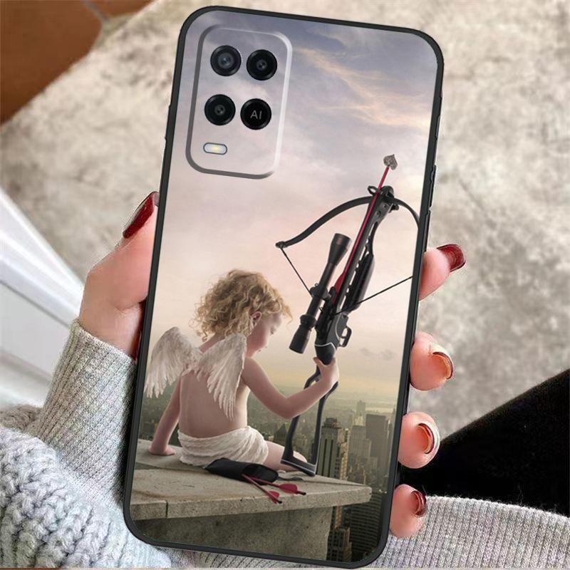 Художественный футляр-пенал Ангел Купидон для Oppo A57 A17 A77 A40 A78 A54 A74 A94 A76 A16 A96 A18 A60 A80 A38 A58 A98 A15 A5 Pro
