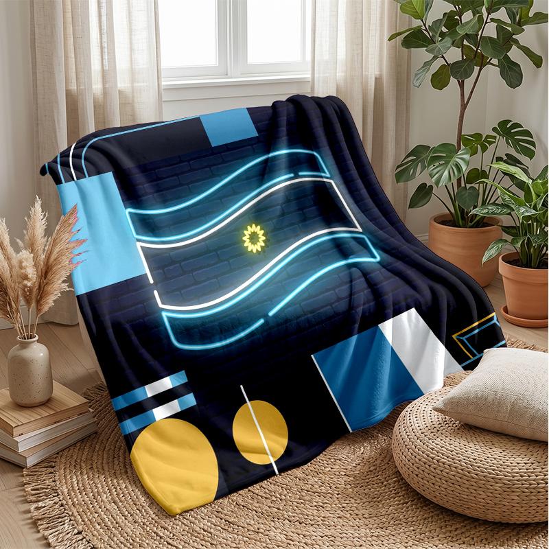 Argentina Football Printed Flannel Blanket Skin Friendly Warm Decorative Throw for Indoor Couch Bed Daily Use