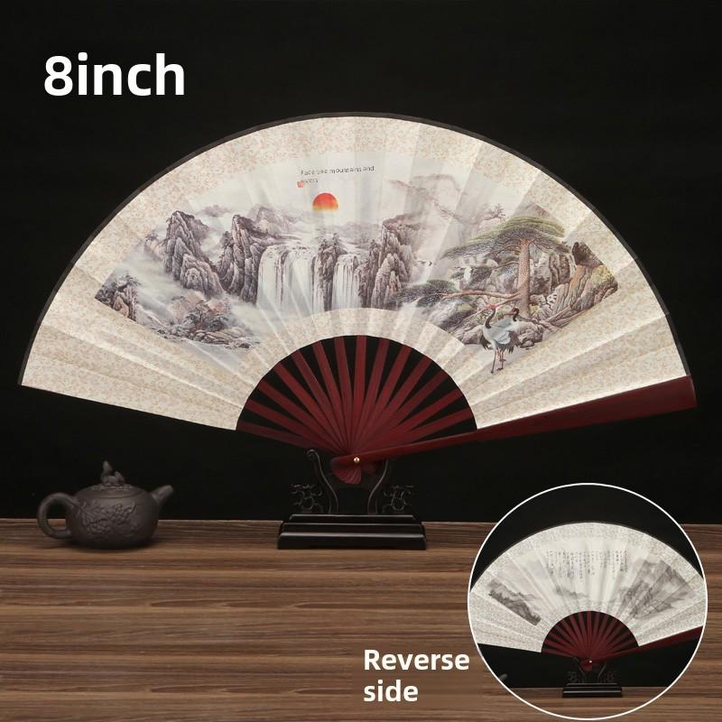 8-дюймовый складной веер в китайском стиле: Ретро классический дизайн ханьфу для мальчиков