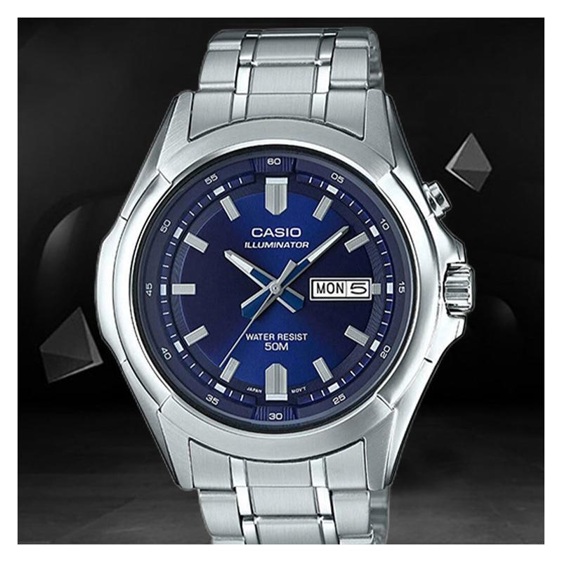 Casio Серия STANDARD водонепроницаемый дисплей даты светодиодная подсветка кварцевый механизм стальной ремешок японские и корейские часы женские MTP-E205D-2AVDF