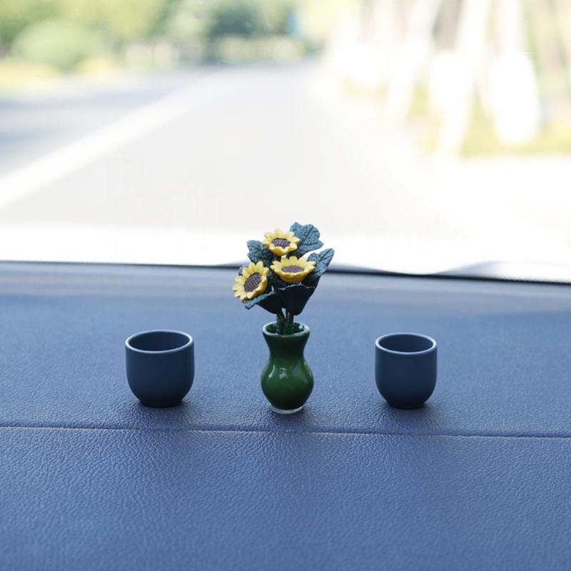 Украшение интерьера автомобиля, мини-ваза с подсолнухом, центральная консоль, зеркало заднего вида, украшение для внедорожника, аксессуары, женские подарки