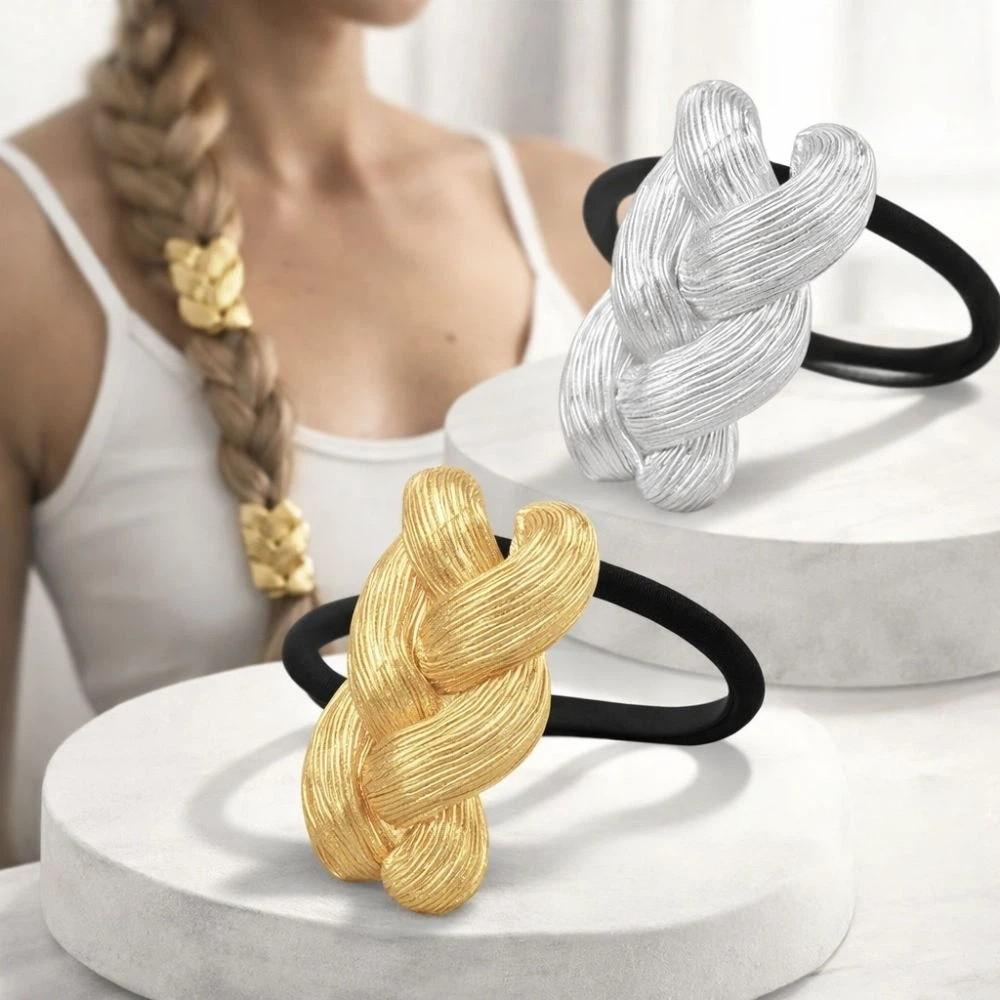 Braid Shaped Ponytail Hair Tie Metal Rubber Band Scrunchies Elastic Headband For Women Girls