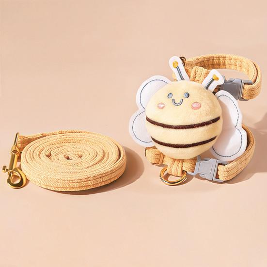 Комплект шлейки и поводка для кошек, регулируемая шлейка для котят с защитой от побега и рисунком пчелы для маленьких и средних кошек и собак на открытом воздухе