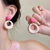 Новые акриловые серьги-капли в виде больших кругов для женщин, нерегулярные розовые геометрические полые украшения