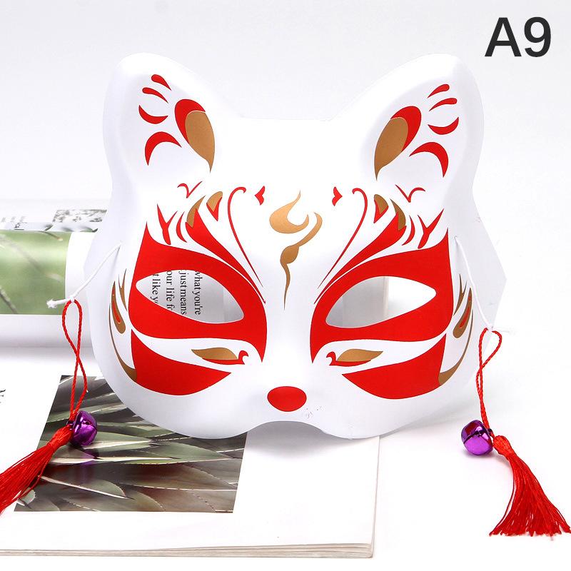 Anime Foxes Mask Japanese Cosplay Rave Hand-Painted Anime Demon Slayer Half Face