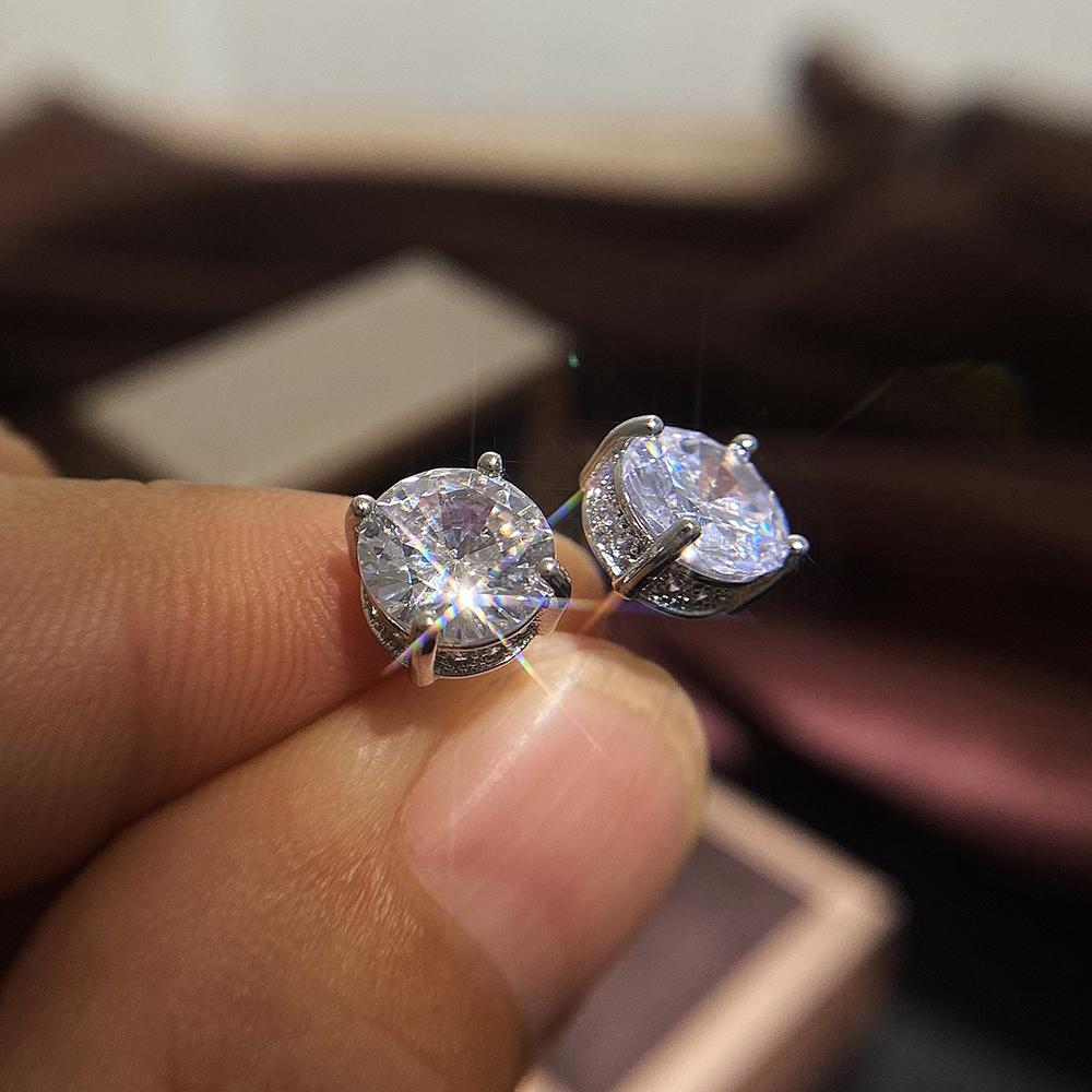 Серьги-гвоздики Huitan Luxury Color Solitaire CZ, универсальный стиль, подарок на день рождения для девочки, нежные женские серьги, классические ювелирные изделия