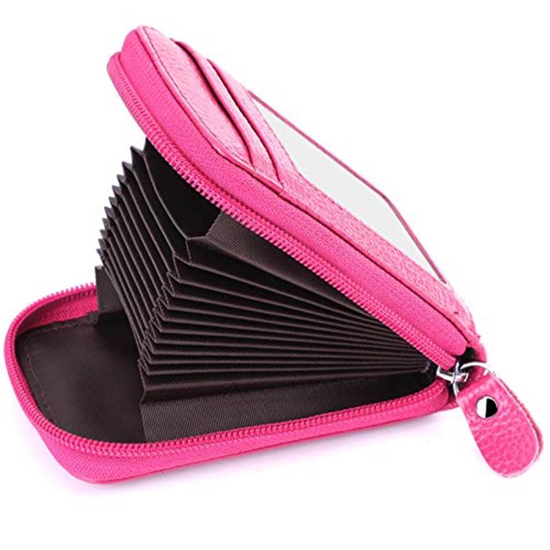 Credit Card Wallet with 12 Card Holder for Men Women Ladies Walletsipper, Genuine Leather Anti-Theft Credit